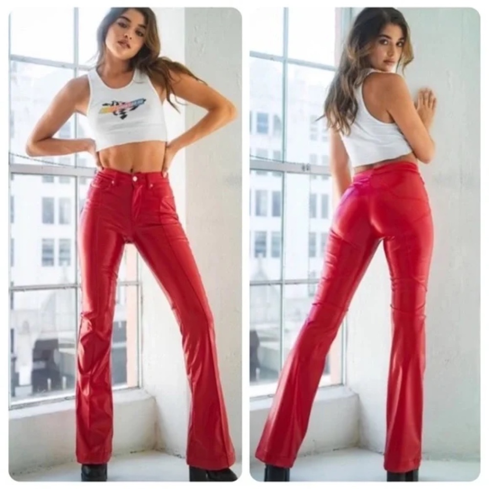 NEW Revice Venus / X Mars Red Pleather Flare Pants